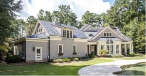 House with exterior stain